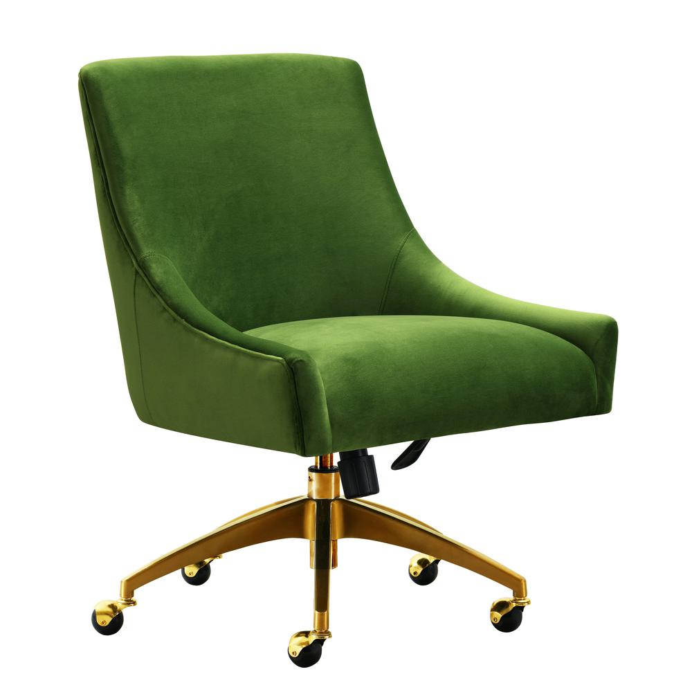 Luxe Green Velvet Swivel Office Chair, Belen Kox