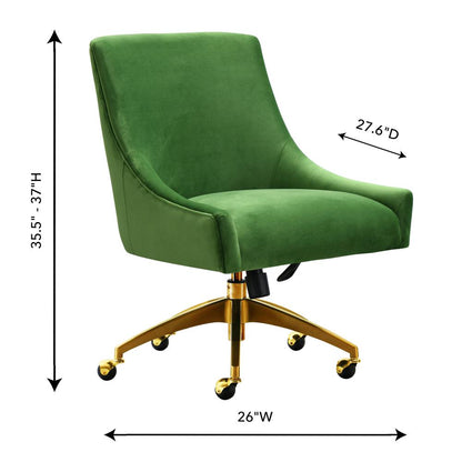 Luxe Green Velvet Swivel Office Chair, Belen Kox