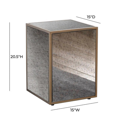 Mirrored Side Table with Modern Style and Adjustable Shelf, Made of MDF