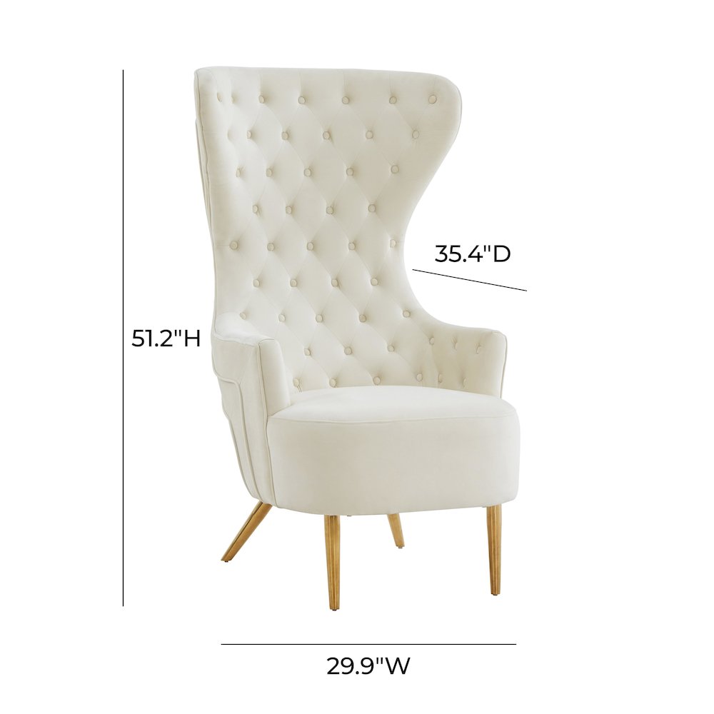 Jezebel Cream Velvet Wingback Chair