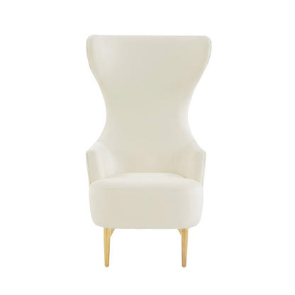 Julia Cream Velvet Channel Tufted Wingback Chair