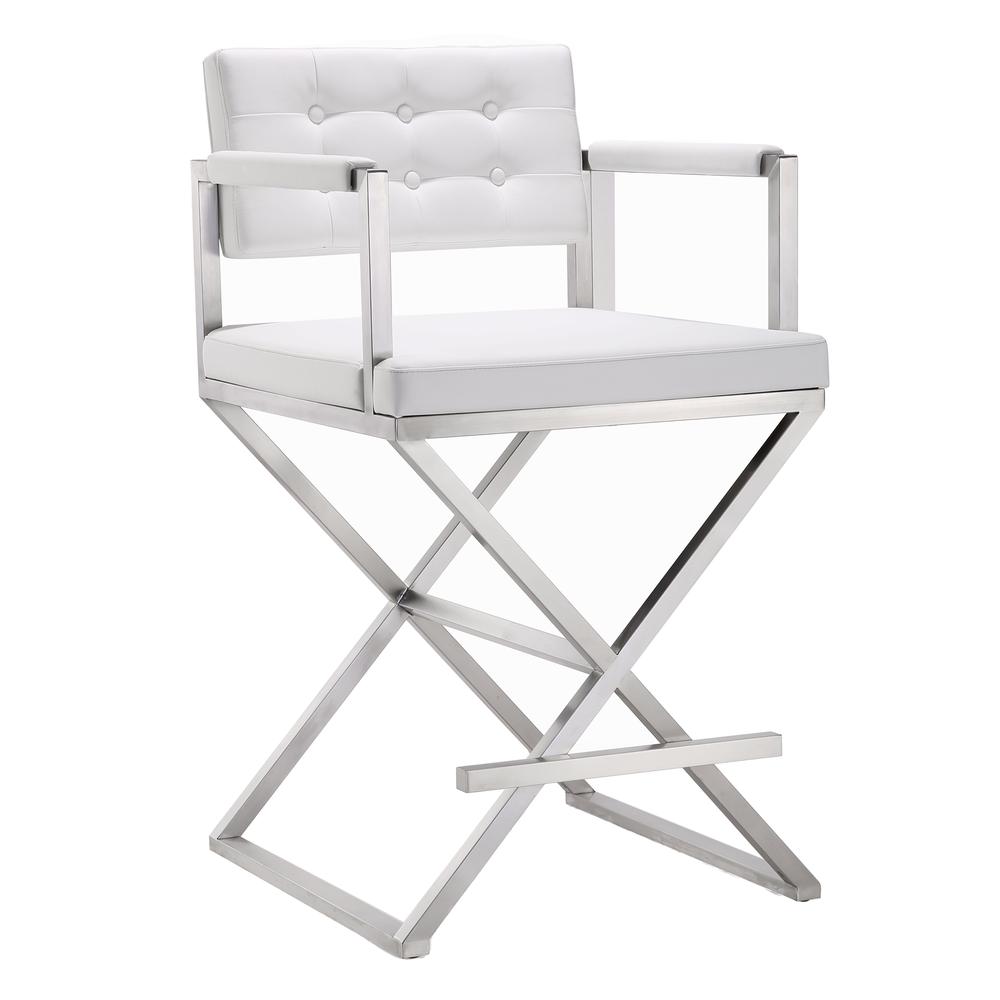 Contemporary White Steel Counter Stool, Belen Kox