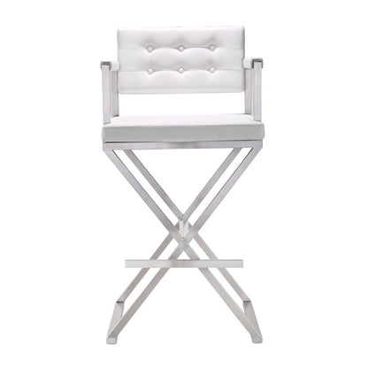 Director White Steel Barstool