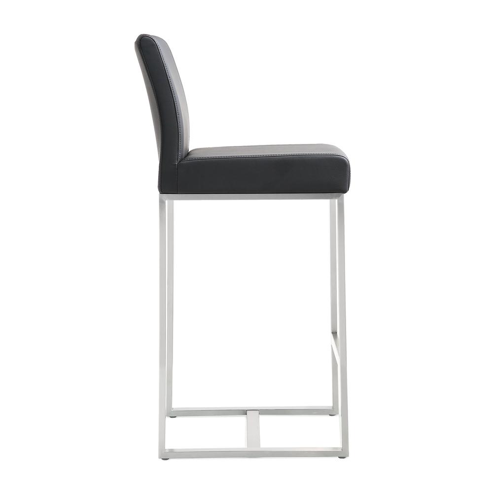 Stainless Steel Counter Stool Set, Adjustable Seat Height and Foam Cushions