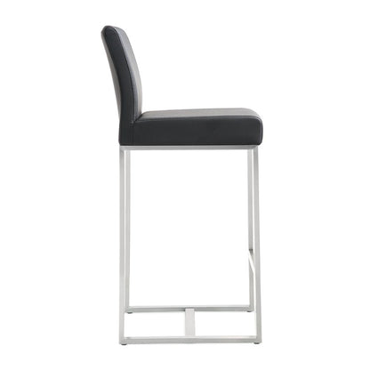 Stainless Steel Counter Stool Set, Adjustable Seat Height and Foam Cushions