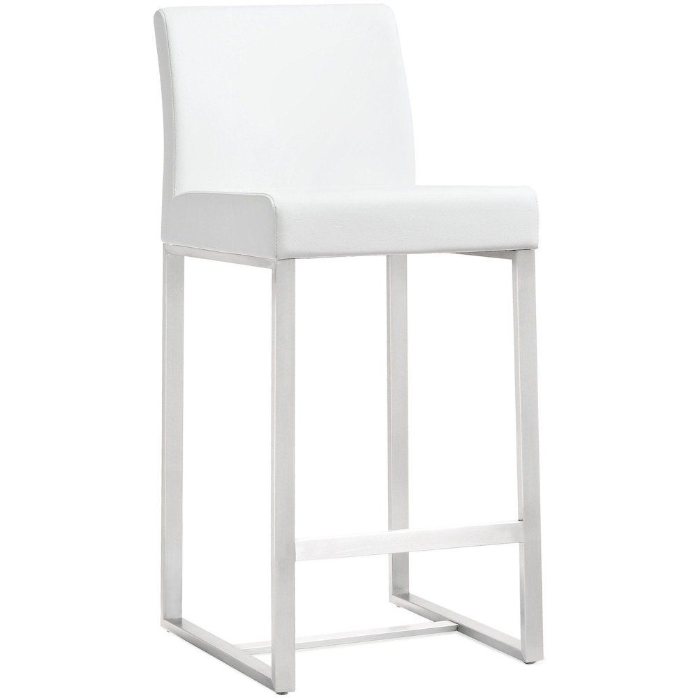 Denmark White Stainless Steel Counter Stool - Set of 2