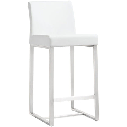 Denmark White Stainless Steel Counter Stool - Set of 2