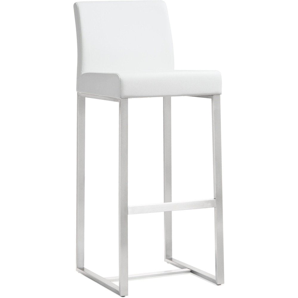 Denmark White Stainless Steel Barstool - Set of 2