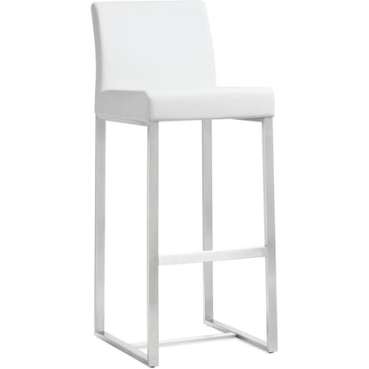 Denmark White Stainless Steel Barstool - Set of 2