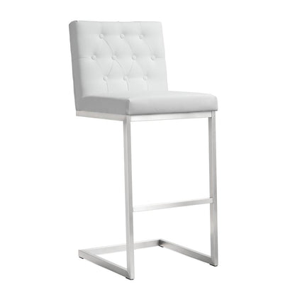 Helsinki White Stainless Steel Barstool - Set of 2