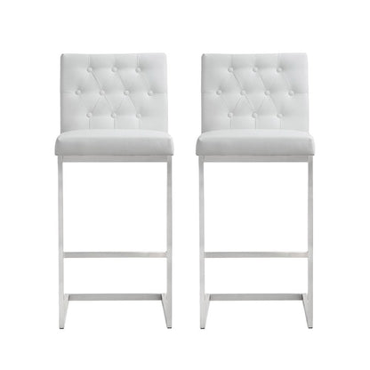 Helsinki White Stainless Steel Barstool - Set of 2