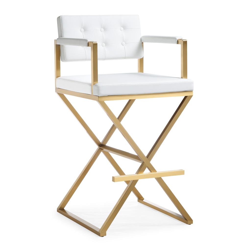Director White Gold Steel Barstool