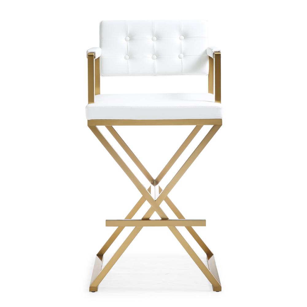 Director White Gold Steel Barstool