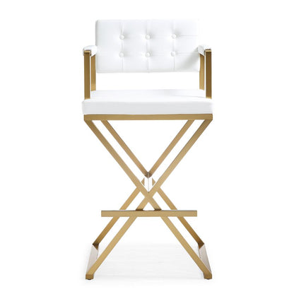 Director White Gold Steel Barstool
