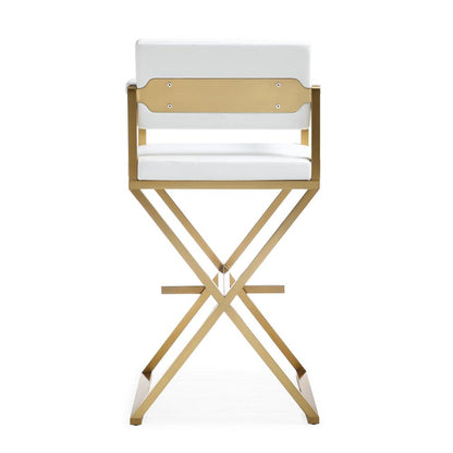Director White Gold Steel Barstool