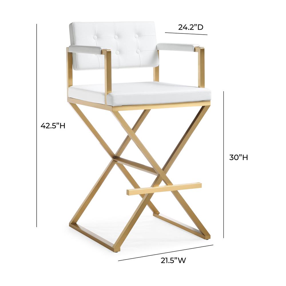 Director White Gold Steel Barstool