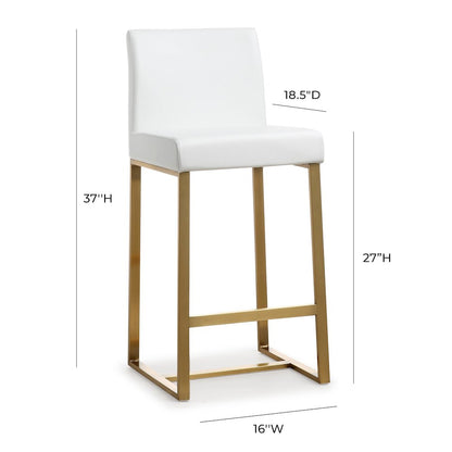 Denmark White Gold Steel Counter Stool - Set of 2