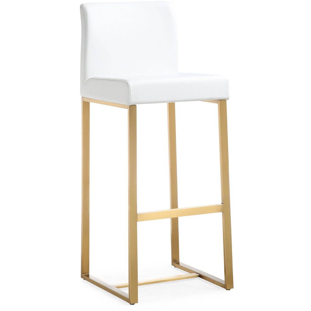 Denmark White Gold Steel Barstool - Set of 2