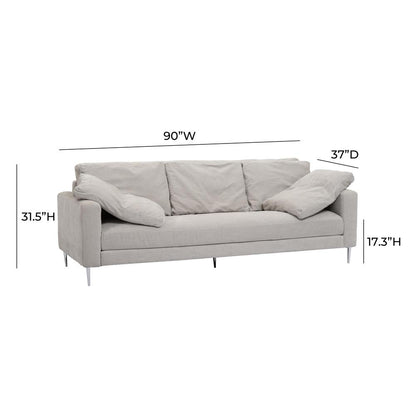 Vari Light Grey Textured Velvet Lounge Sofa