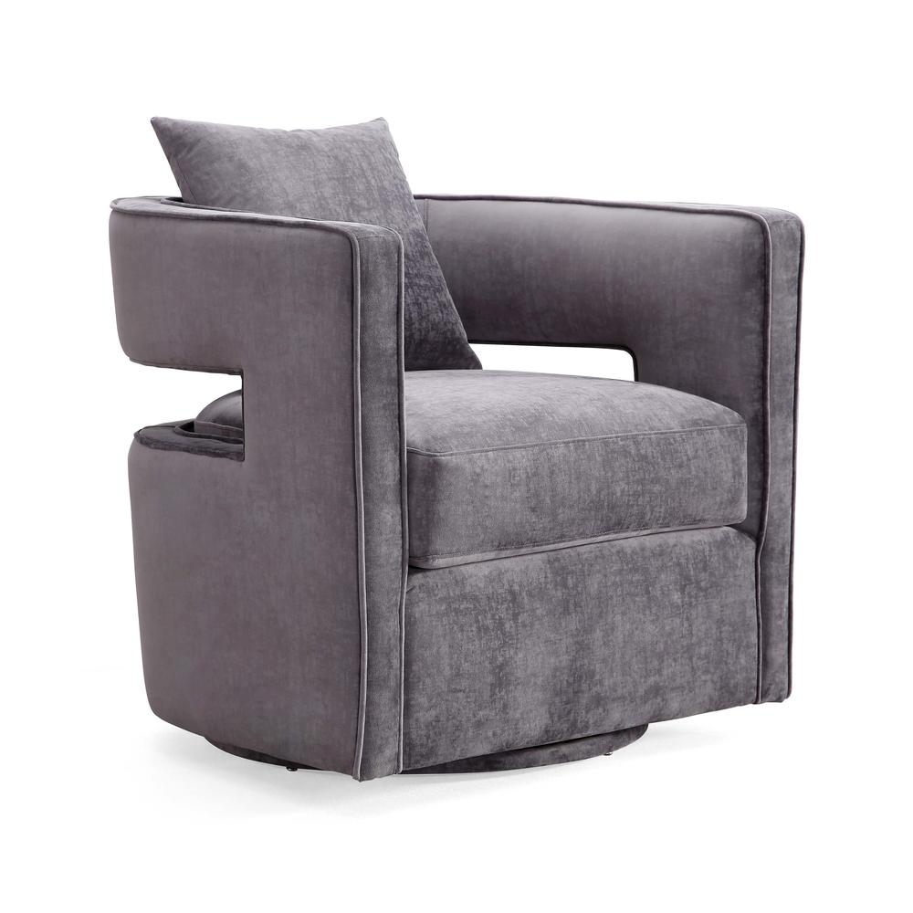 Grey Swivel Chair with Adjustable Seat Height and Fiber-Wrapped Foam Cushions