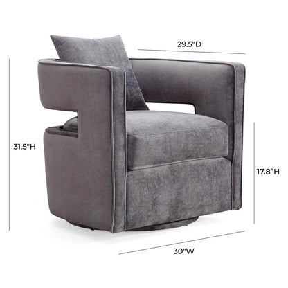 Grey Swivel Chair with Adjustable Seat Height and Fiber-Wrapped Foam Cushions