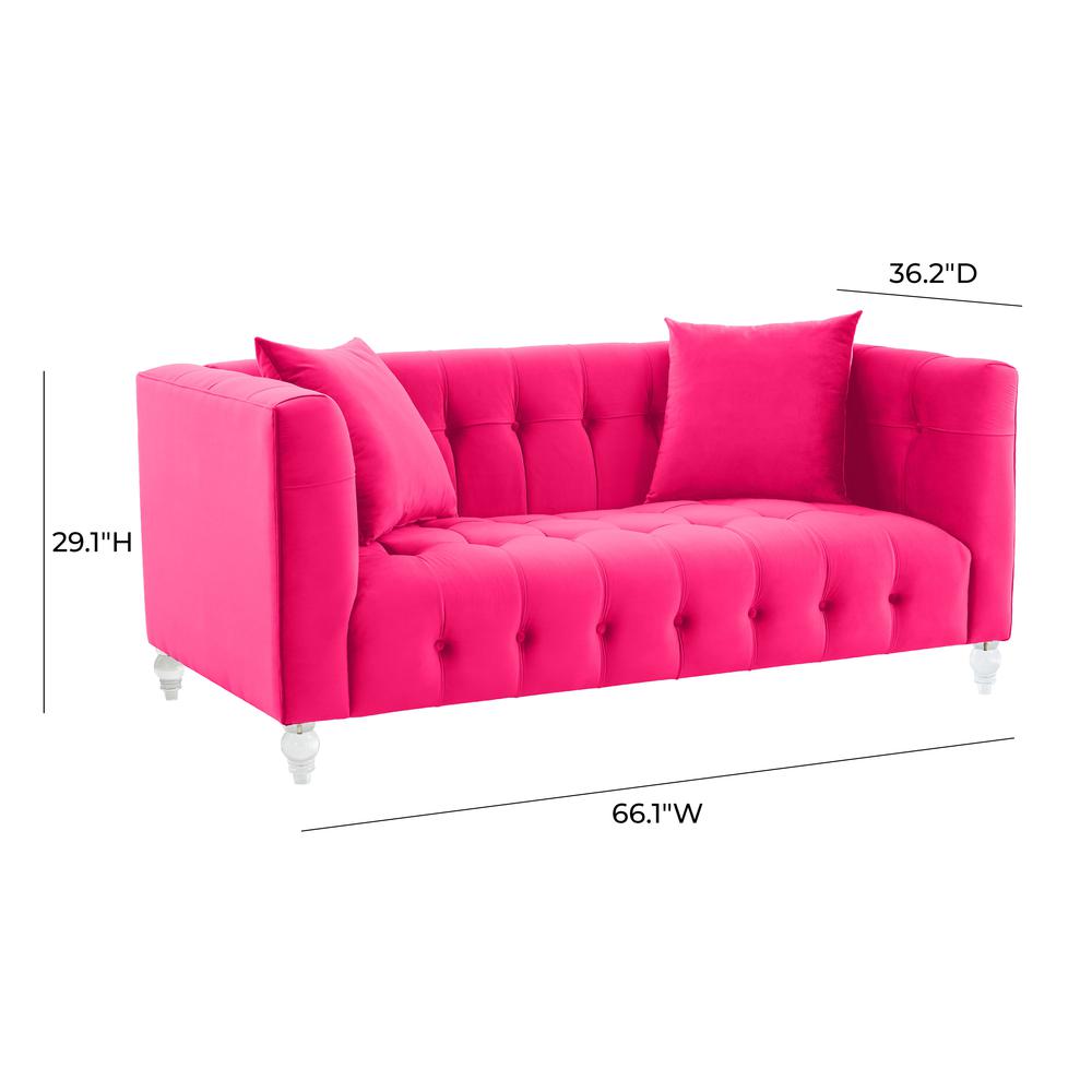 Bea Hot Pink Velvet Loveseat