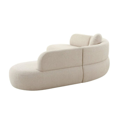 Beige Linen Sectional Sofa With Curved Frame, A Modern Couch For 4 People
