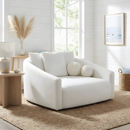 Linen Upholstered Twin Daybed Sofa with Fiber-Wrapped Foam Seat, Cream
