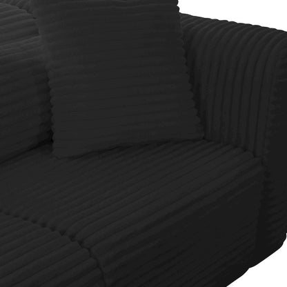 Tarra Fluffy Oversized Black Corduroy Modular LAF Sectional
