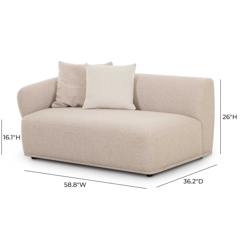Sylvie Cream Boucle Left Arm 2-Seater Loveseat