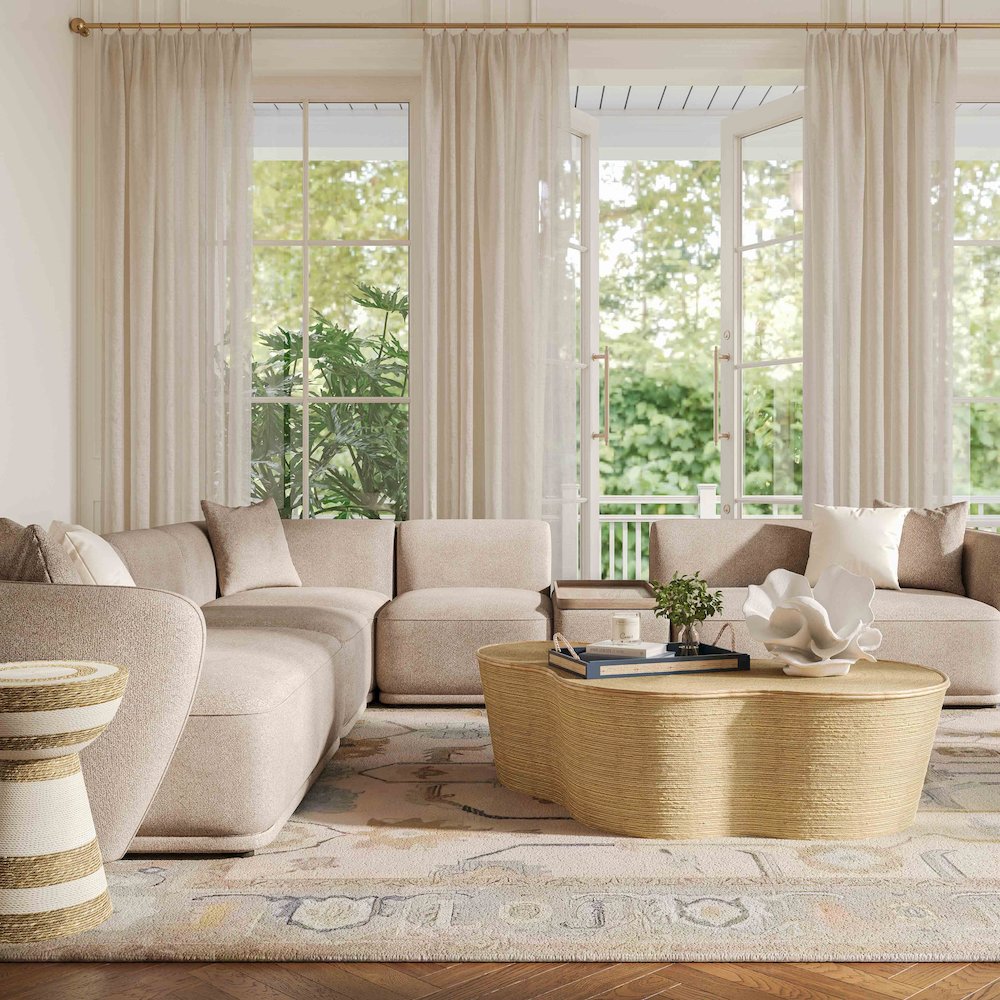 Sylvie Cream Boucle 6-Piece Large Sectional