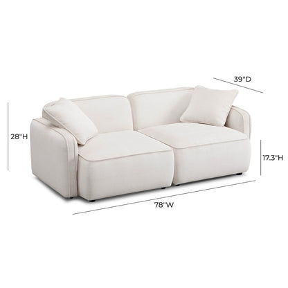 Travie White Sand Performance Corduroy Velvet Modular Loveseat