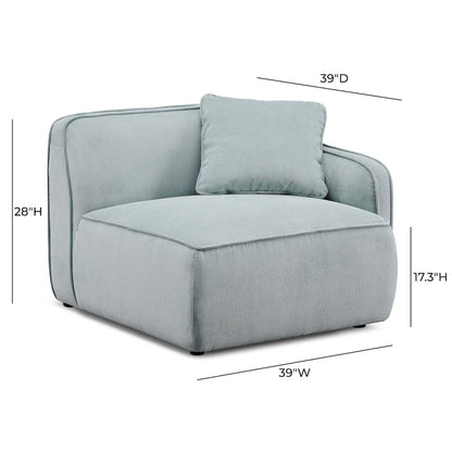 Travie Sea Foam Performance Corduroy Velvet RAF Corner Chair