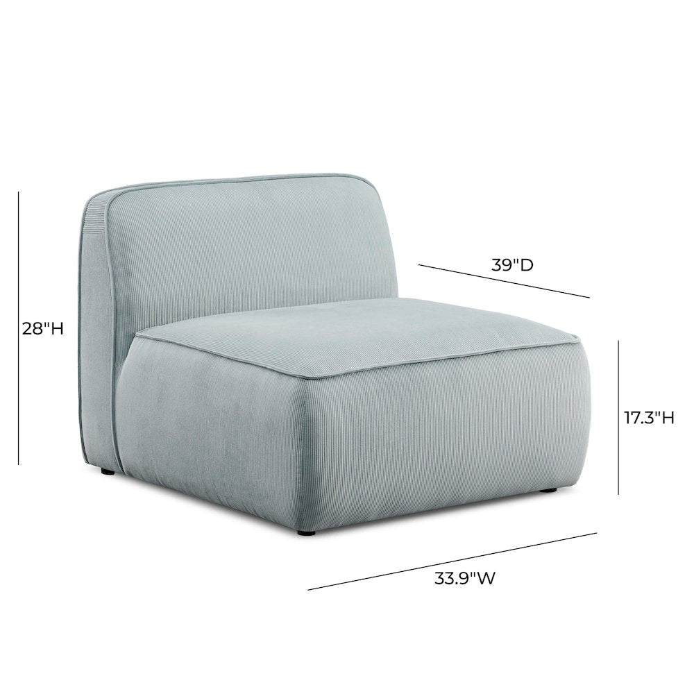 Travie Sea Foam Performance Corduroy Velvet Armless Chair