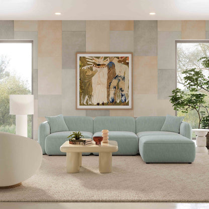 Travie Sea Foam Performance Corduroy Velvet 4-Piece Modular Sectional
