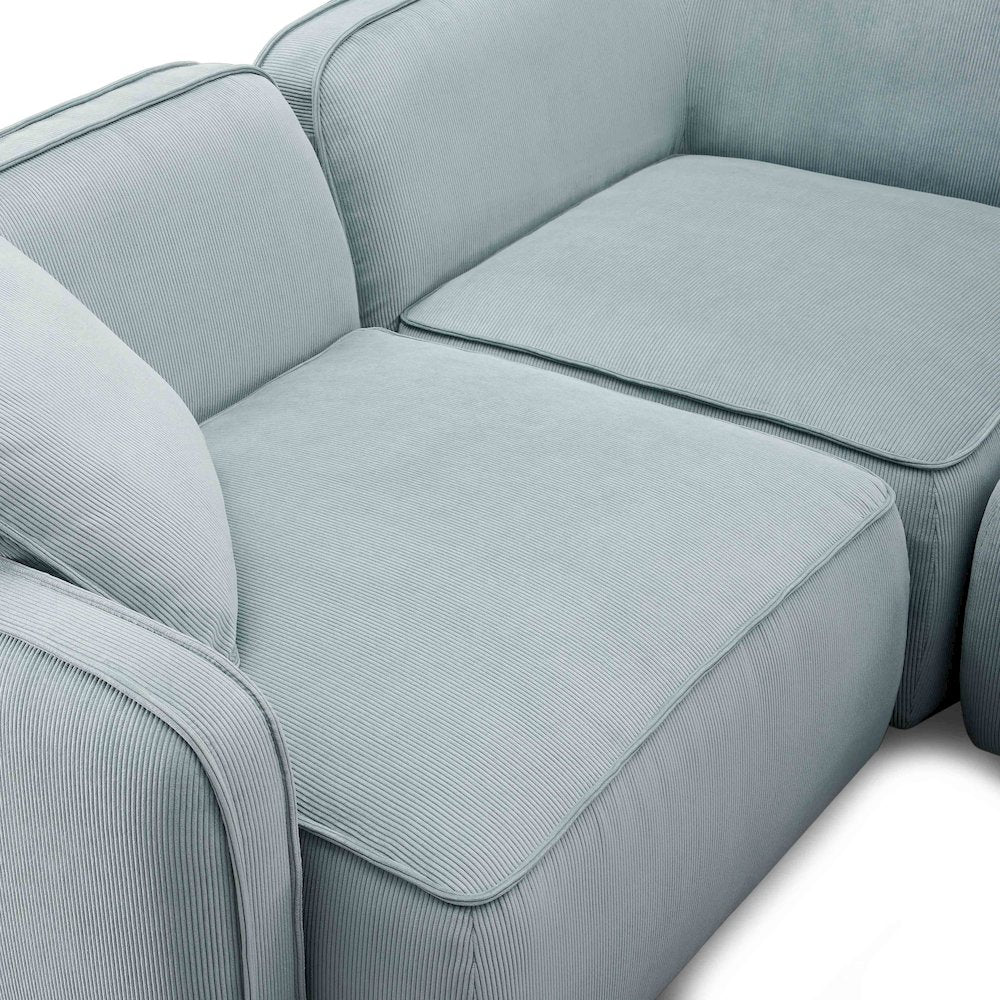 Travie Sea Foam Performance Corduroy Velvet 4-Piece Modular Sectional