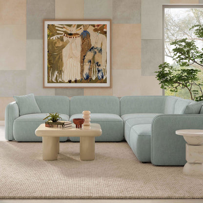 Travie Sea Foam Performance Corduroy Velvet Modular L-Sectional