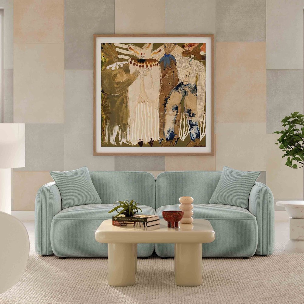 Travie Sea Foam Performance Corduroy Velvet Modular Loveseat
