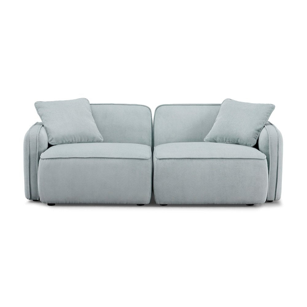 Travie Sea Foam Performance Corduroy Velvet Modular Loveseat