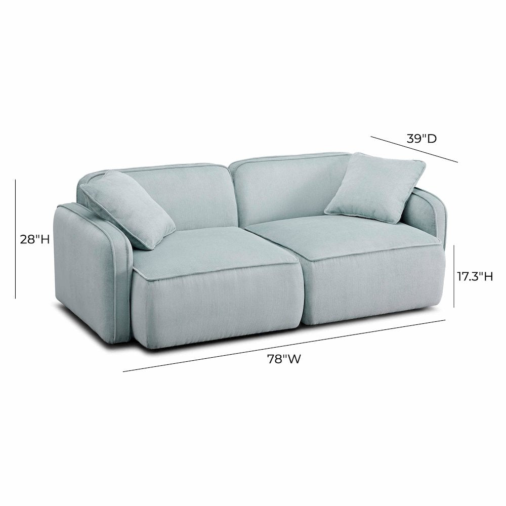 Travie Sea Foam Performance Corduroy Velvet Modular Loveseat