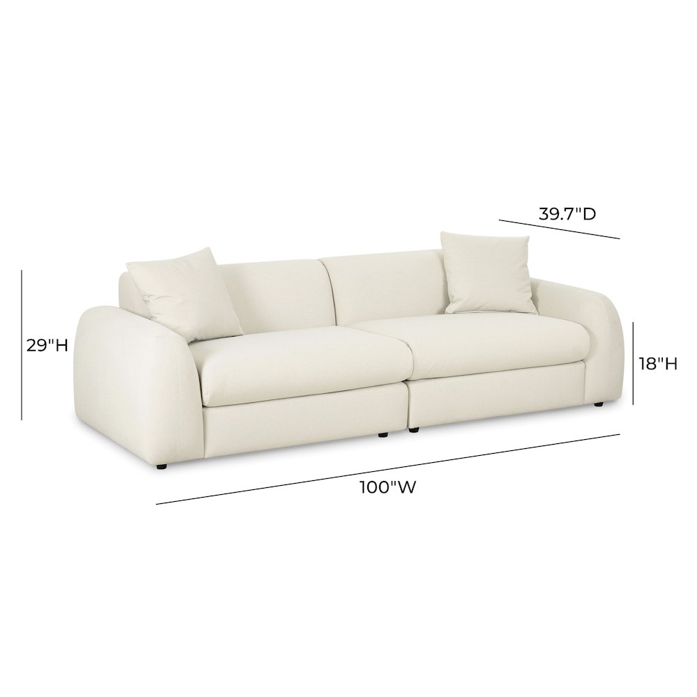 Kourtney Cream Faux Mohair 100 inch Sofa