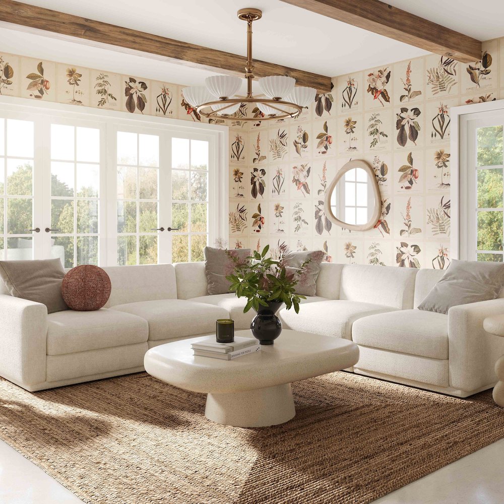 Perry Cream Chenille Modular L-Sectional