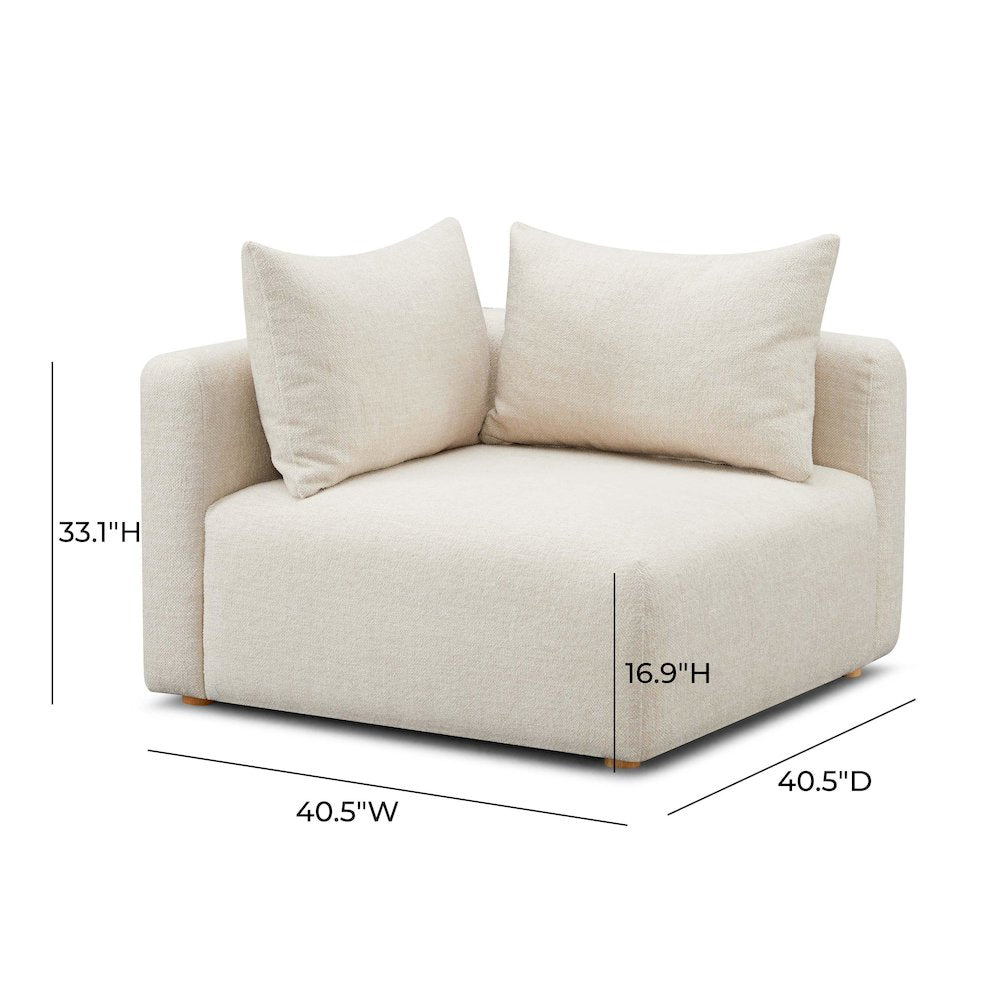 Hangover Cream Heavy Textured Fabric Modular Corner Chair