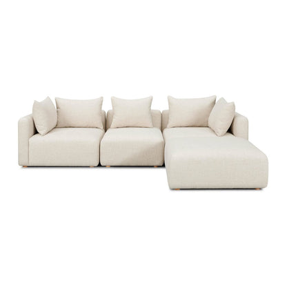 Hangover Cream Heavy Textured Fabric 4-Piece Modular Sectional