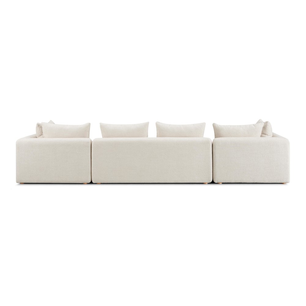 Hangover Cream Heavy Textured Fabric 145 inch Long Sofa