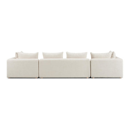 Hangover Cream Heavy Textured Fabric 145 inch Long Sofa