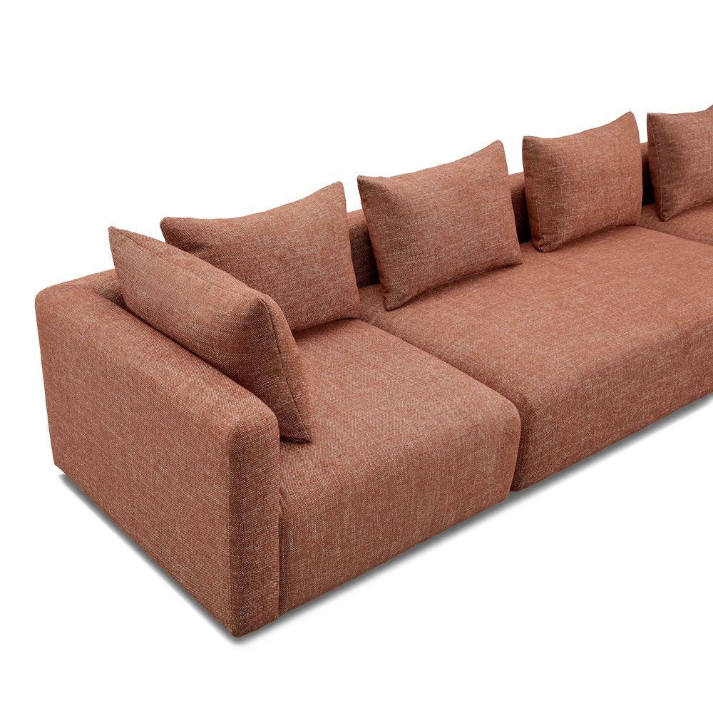 Hangover Sedona Red Textured Fabric 145 inch Long Sofa