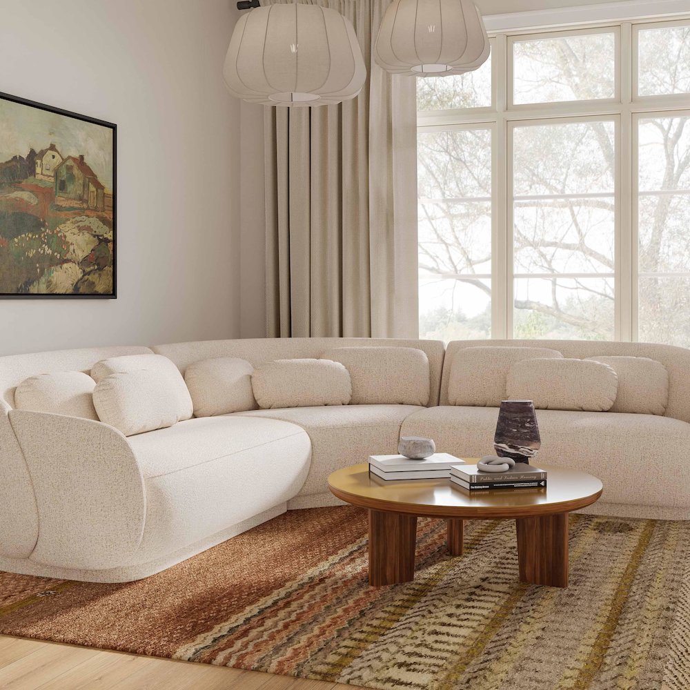 Misty Cream Boucle Modular L-Sectional