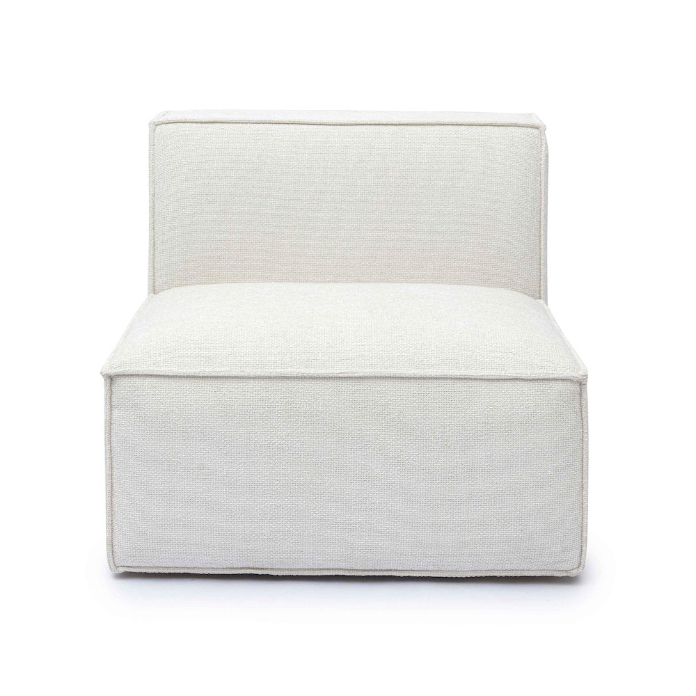 Mindy Cream Chenille Basketweave Armless Chair