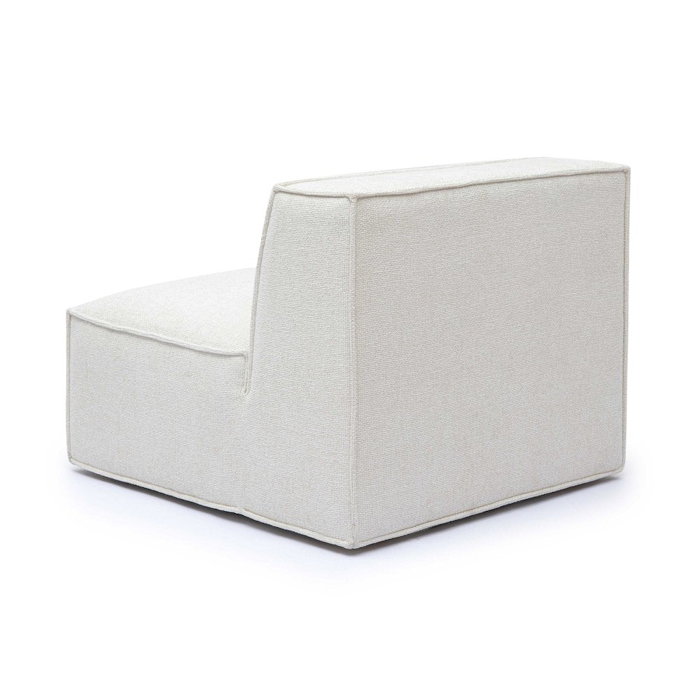 Mindy Cream Chenille Basketweave Armless Chair